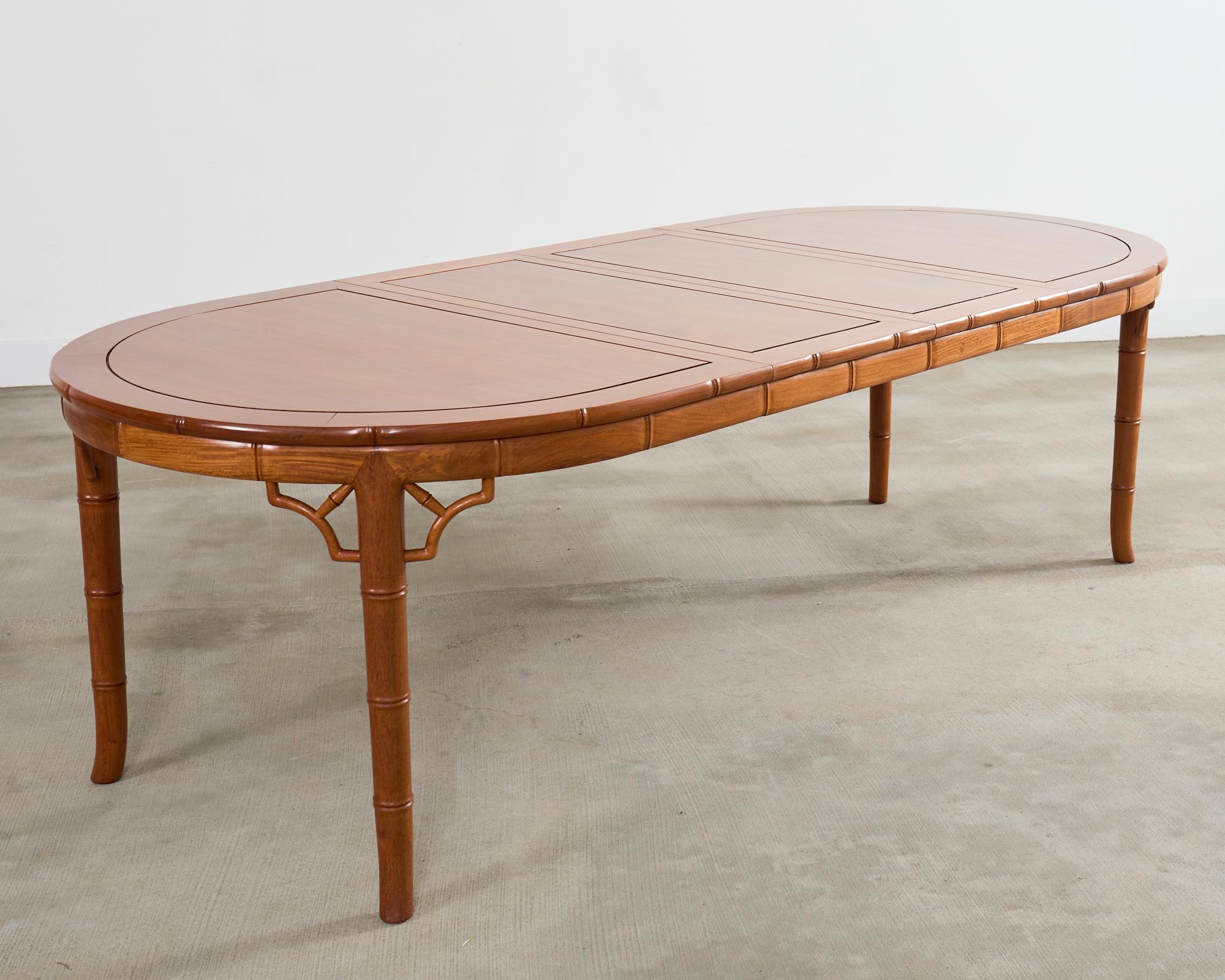 Fait main Chinese Chippendale Faux Bamboo Hardwood Extending Dining Table en vente