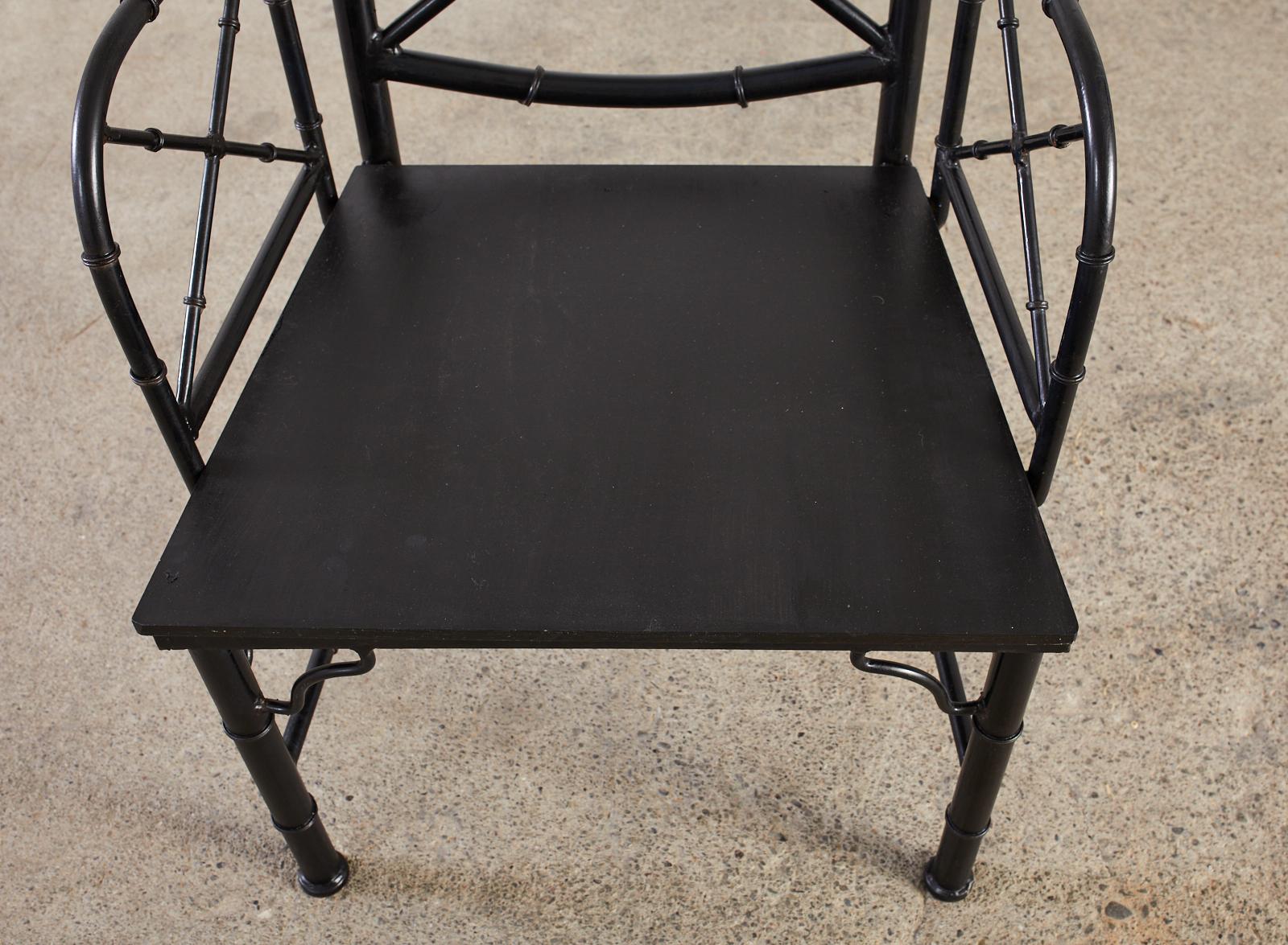 Chinese Chippendale Faux Bamboo Iron Garden Chairs 5