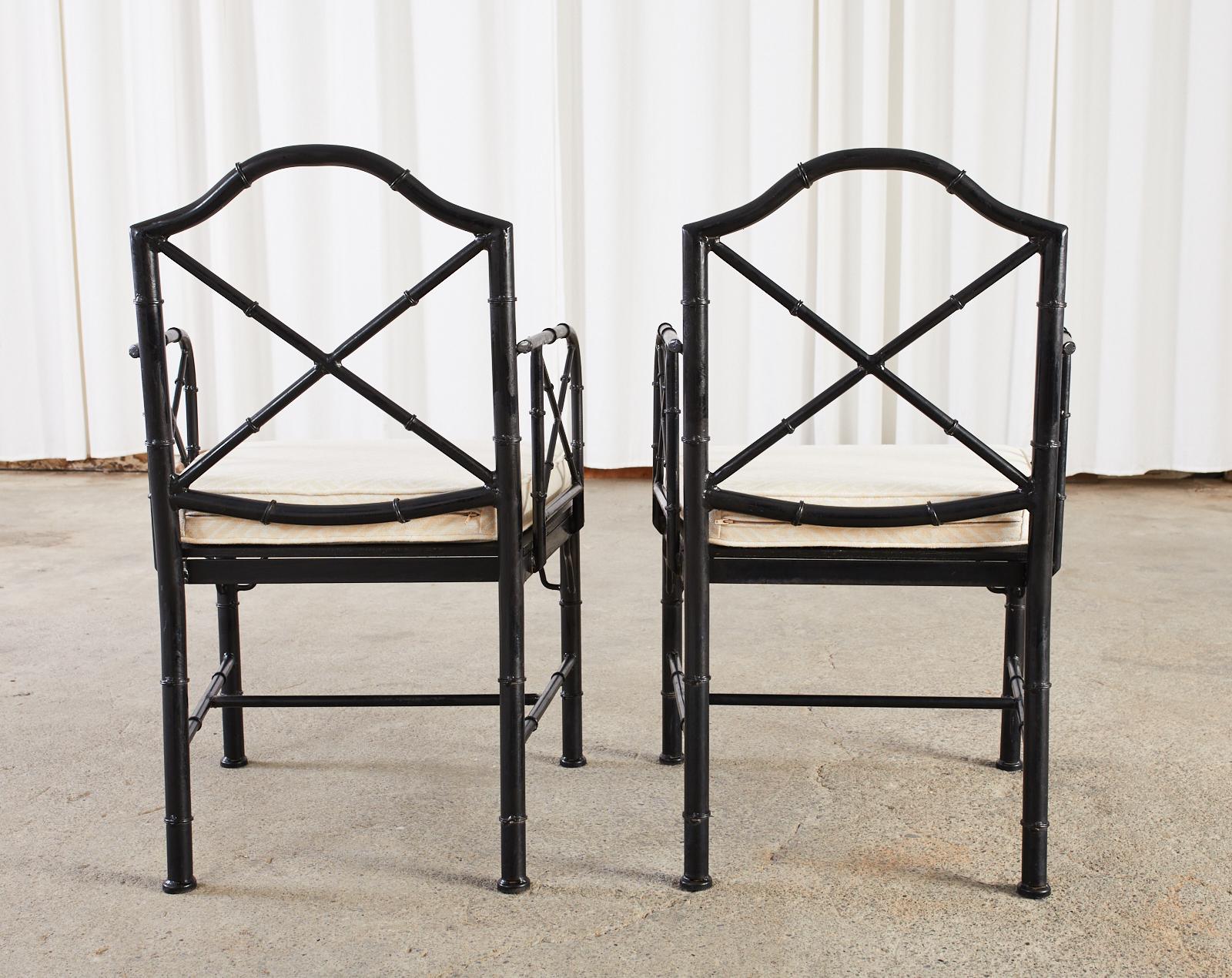 Chinese Chippendale Faux Bamboo Iron Garden Chairs 12