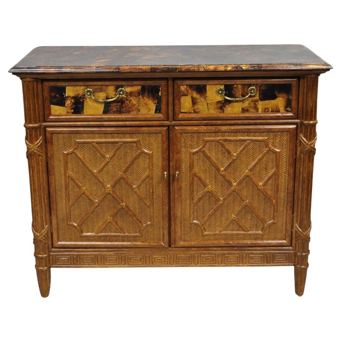 Chippendale chino Bambú de imitación Ratán carey Servidor Buffet Bar Gabinete en venta