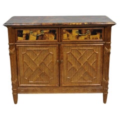 Chippendale chino Bambú de imitación Ratán carey Servidor Buffet Bar Gabinete