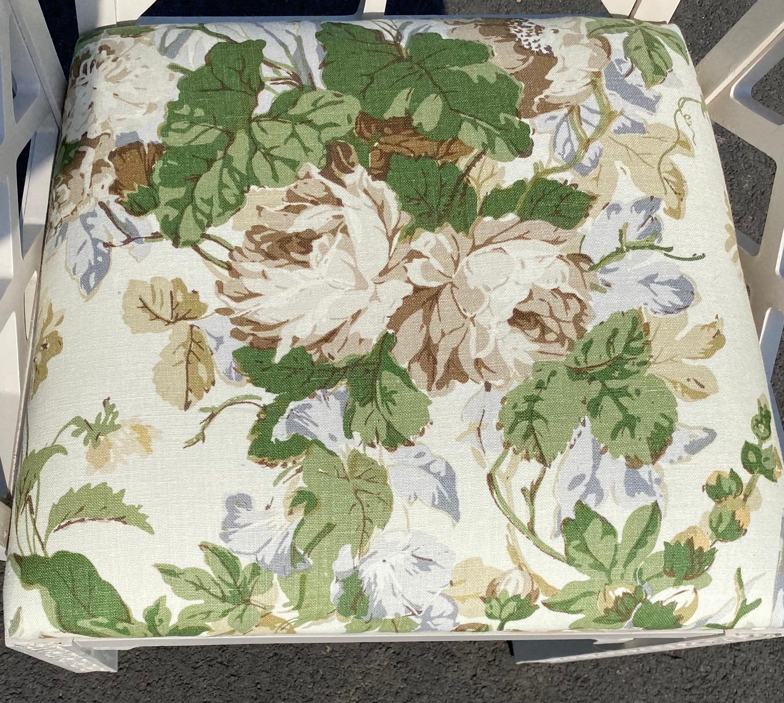 Hollywood Regency Fretwork Arm Chair with Parish Hadley Botanical Floral Fabric 5