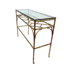 Chinese Chippendale Gilt Bamboo and Glass Console Table