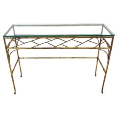 Chinese Chippendale Gilt Bamboo and Glass Console Table