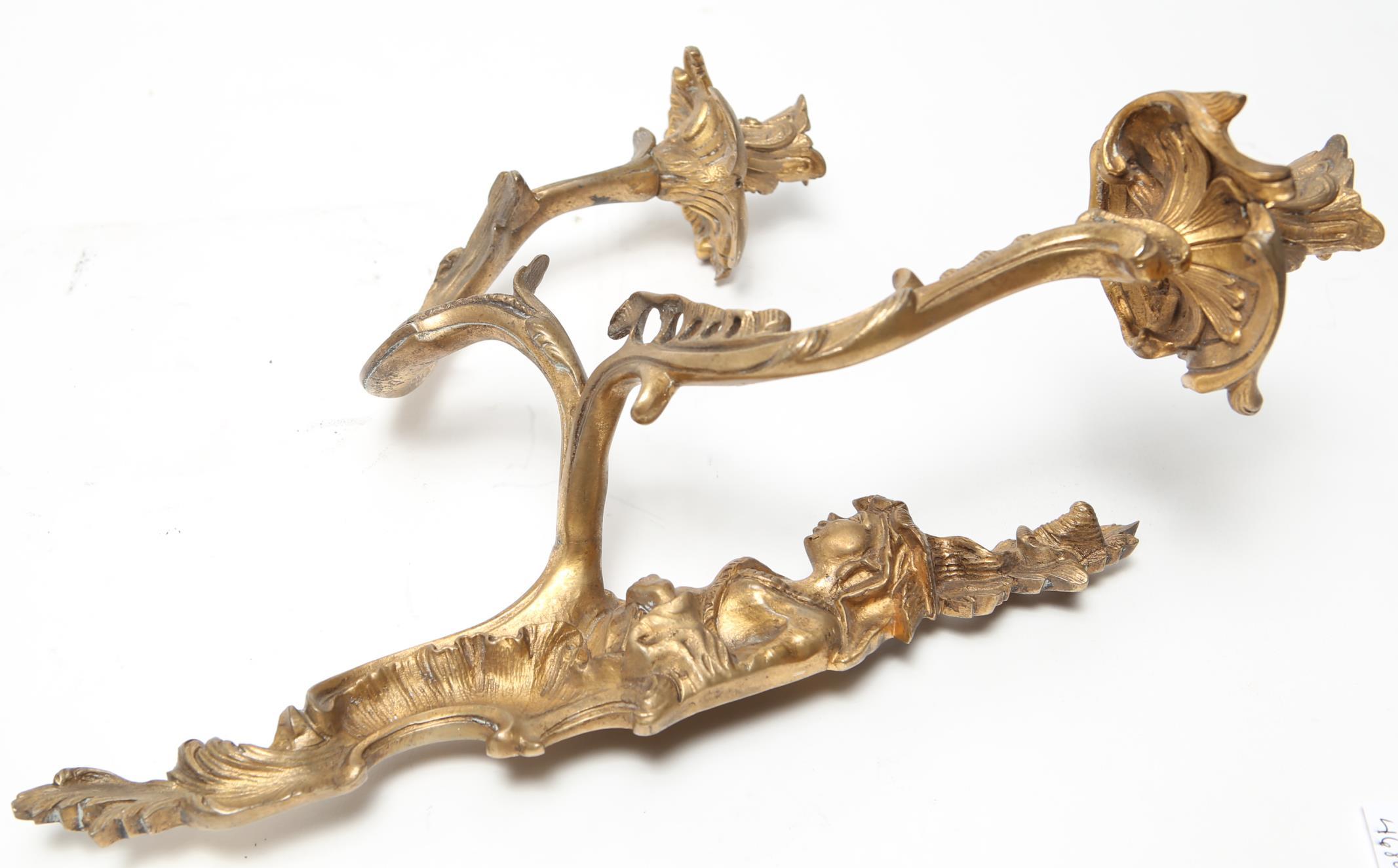 Chinese Chippendale Gilt Bronze Figural Wall Sconces 2