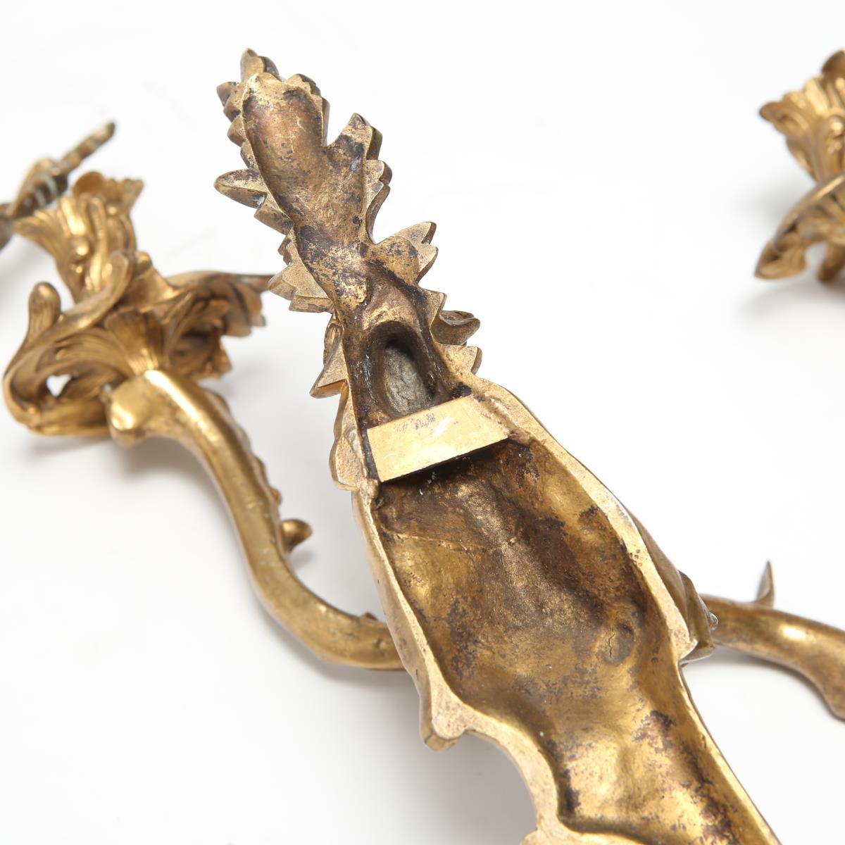 Chinese Chippendale Gilt Bronze Figural Wall Sconces 4