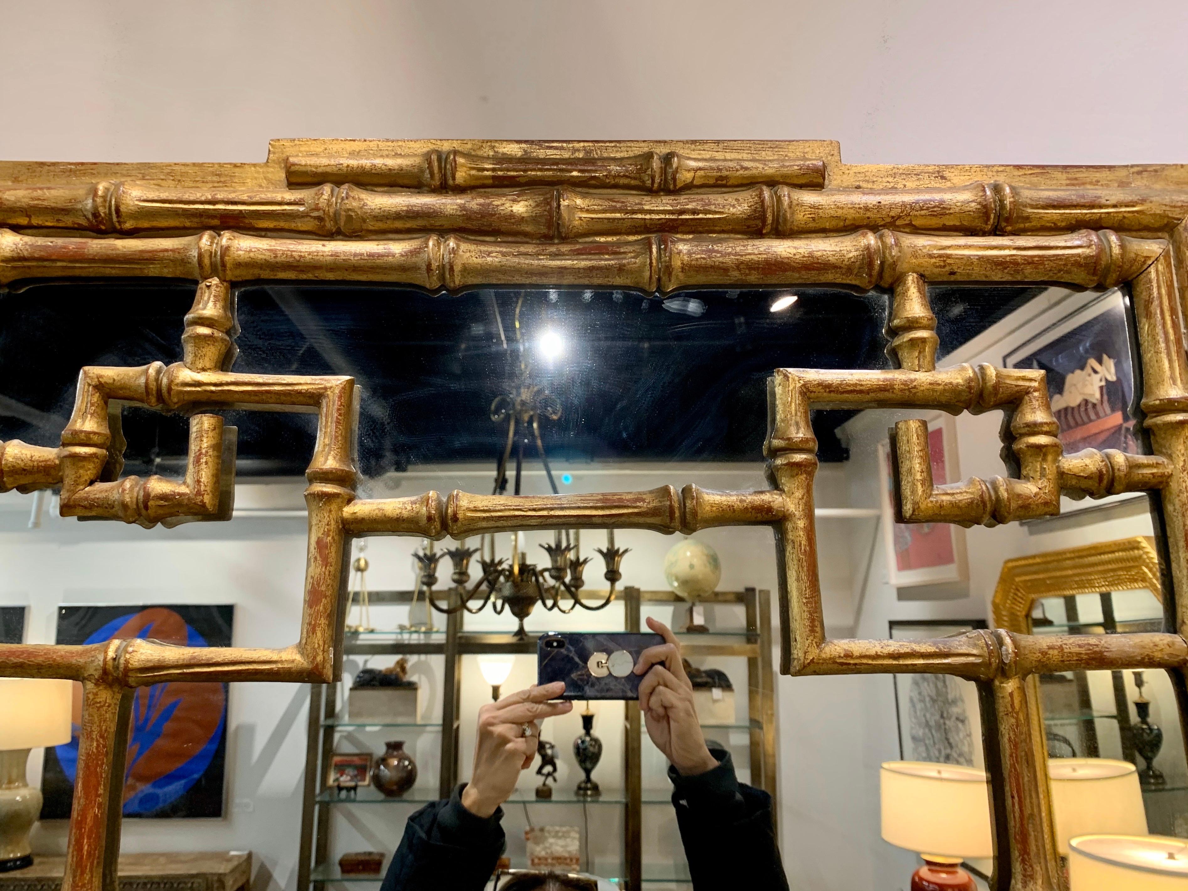 Chinese Chippendale Gilt Gold Wall Mirror Mid-Century Modern 1