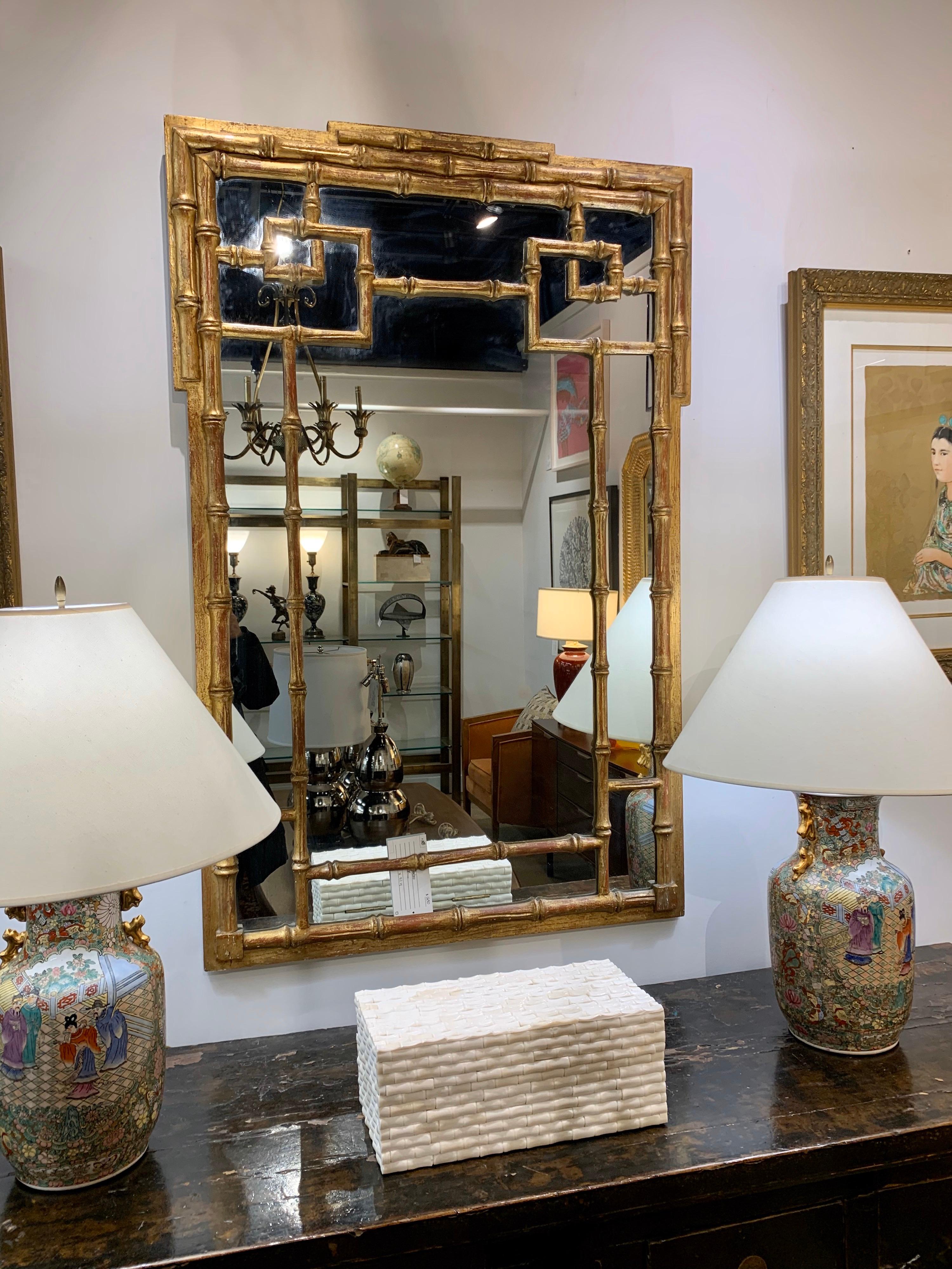 Chinese Chippendale Gilt Gold Wall Mirror Mid-Century Modern 3