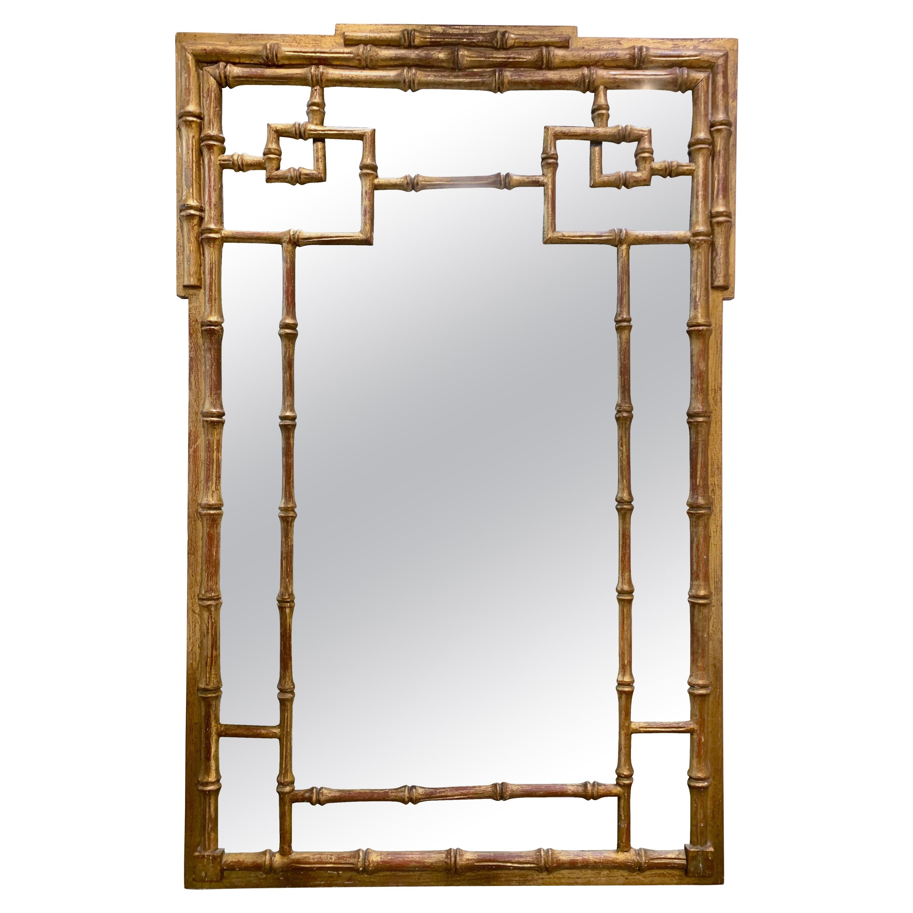 Chinese Chippendale Gilt Gold Wall Mirror Mid-Century Modern