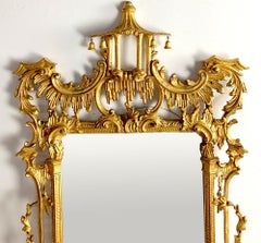 Chinese Chippendale Gilt Wood Carved Frame Pagoda Mirror George III Style