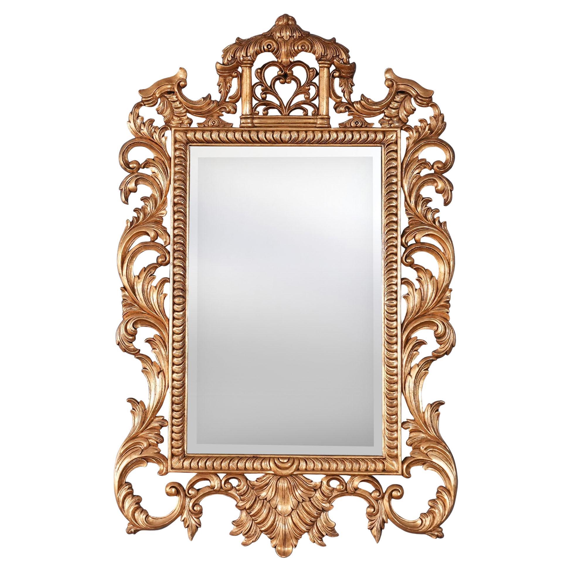 Miroir Chippendale chinois à feuilles d'or en vente