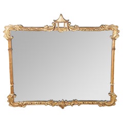 Chinese Chippendale Gold Regency Pagoda Acanthus Wall Vanity Mantel Mirror 45"