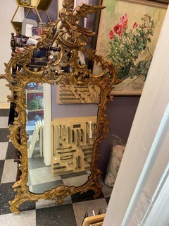 Chinese Chippendale Hand Carved Gilded Wood Mirror