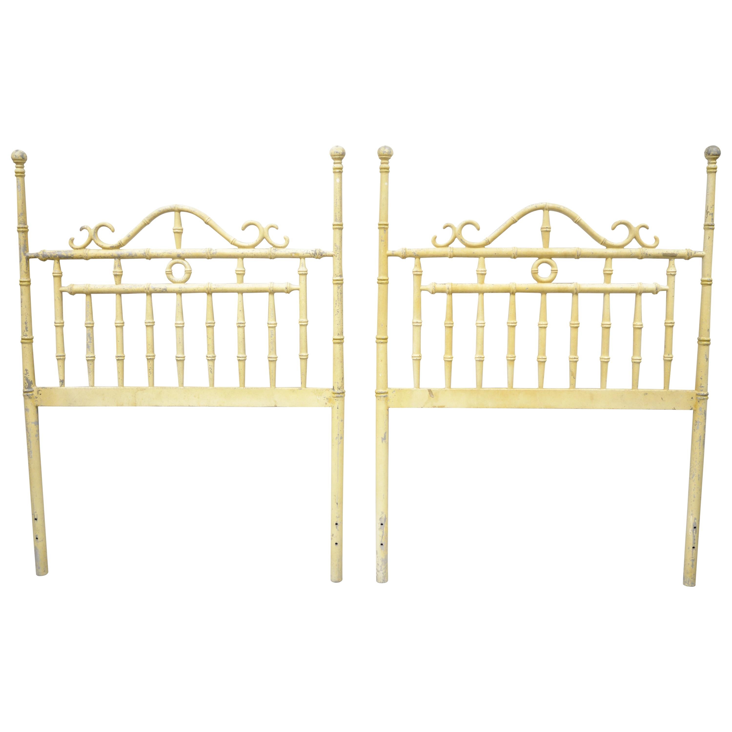 Faux Bamboo Metal Twin Headboards, Hollywood Style Metal Bed Frame