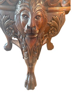 Chinese Chippendale Lion Head Dining/Entry Table Claw Feet in Mahogany
