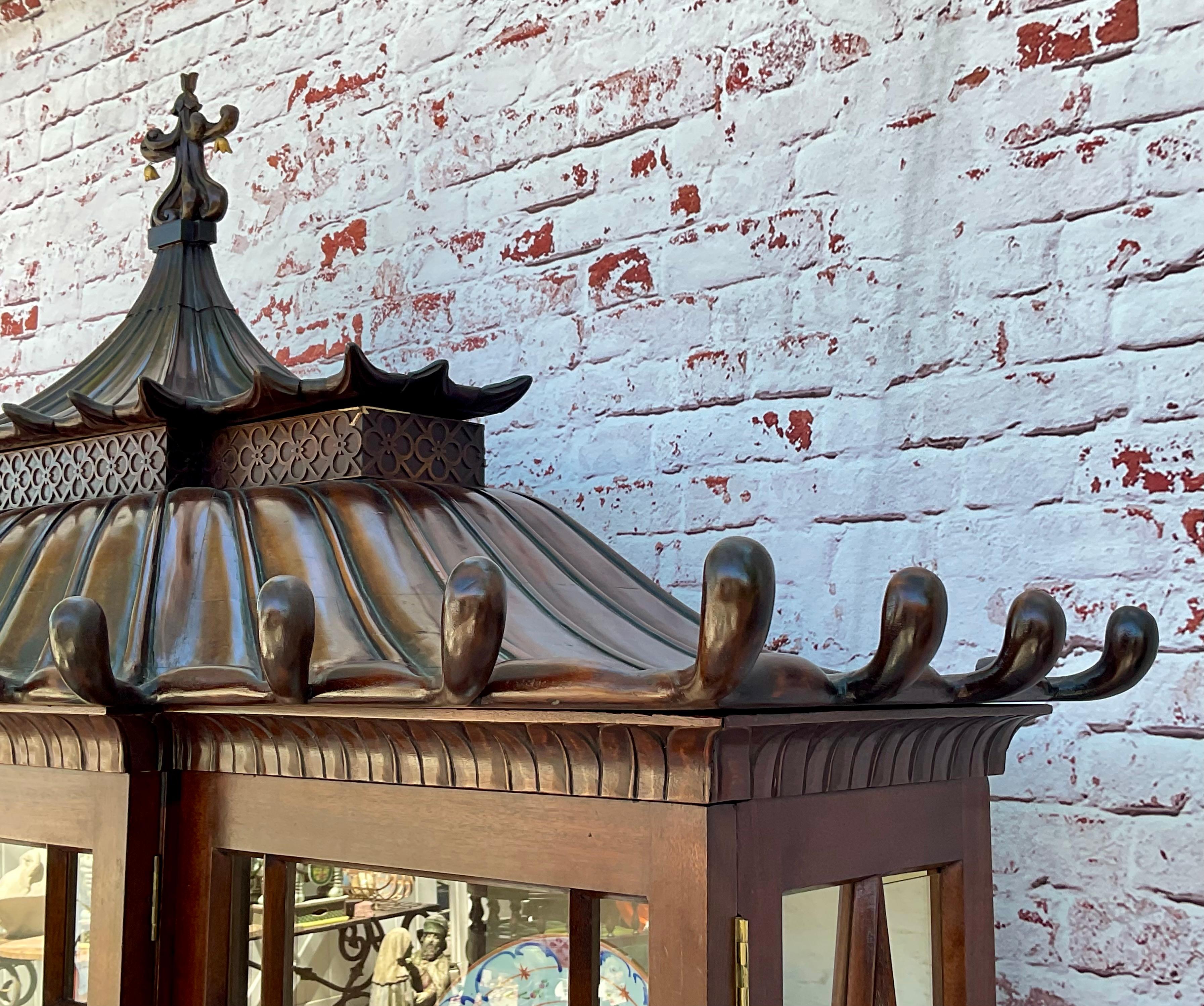 Chinese Chippendale Mahogany Pagoda Cabinet 4