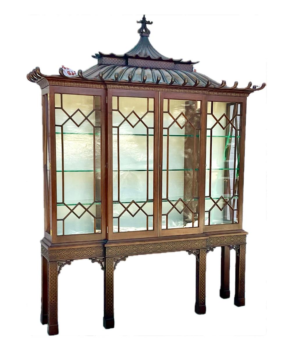 English Chinese Chippendale Mahogany Pagoda Cabinet