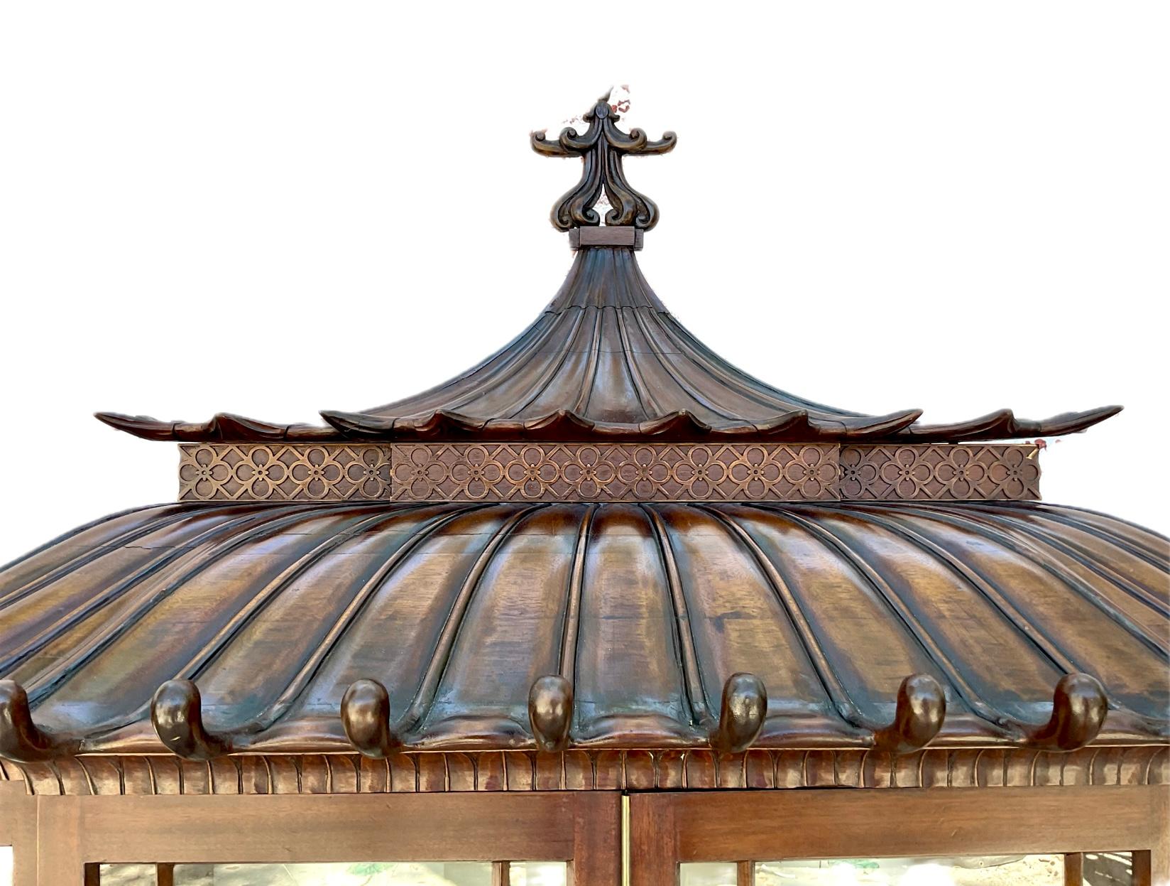 Wood Chinese Chippendale Mahogany Pagoda Cabinet