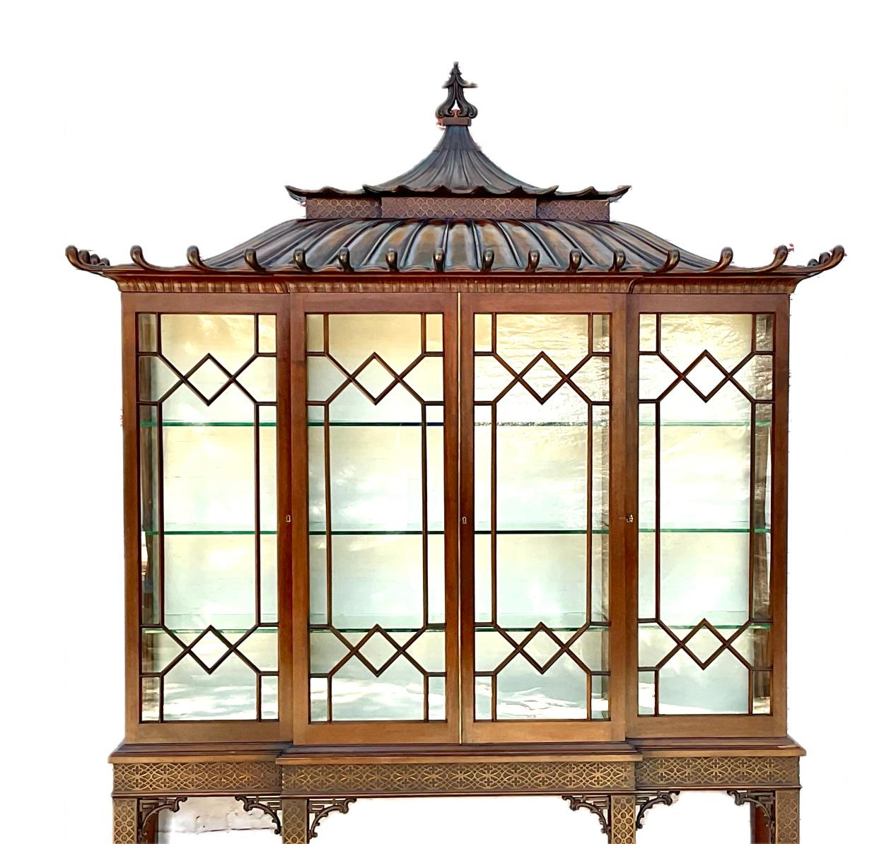 Chinese Chippendale Mahogany Pagoda Cabinet 1