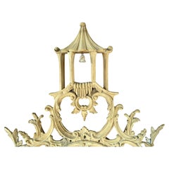 Chinese Chippendale Oval Mirror, Bleached Wood Finish