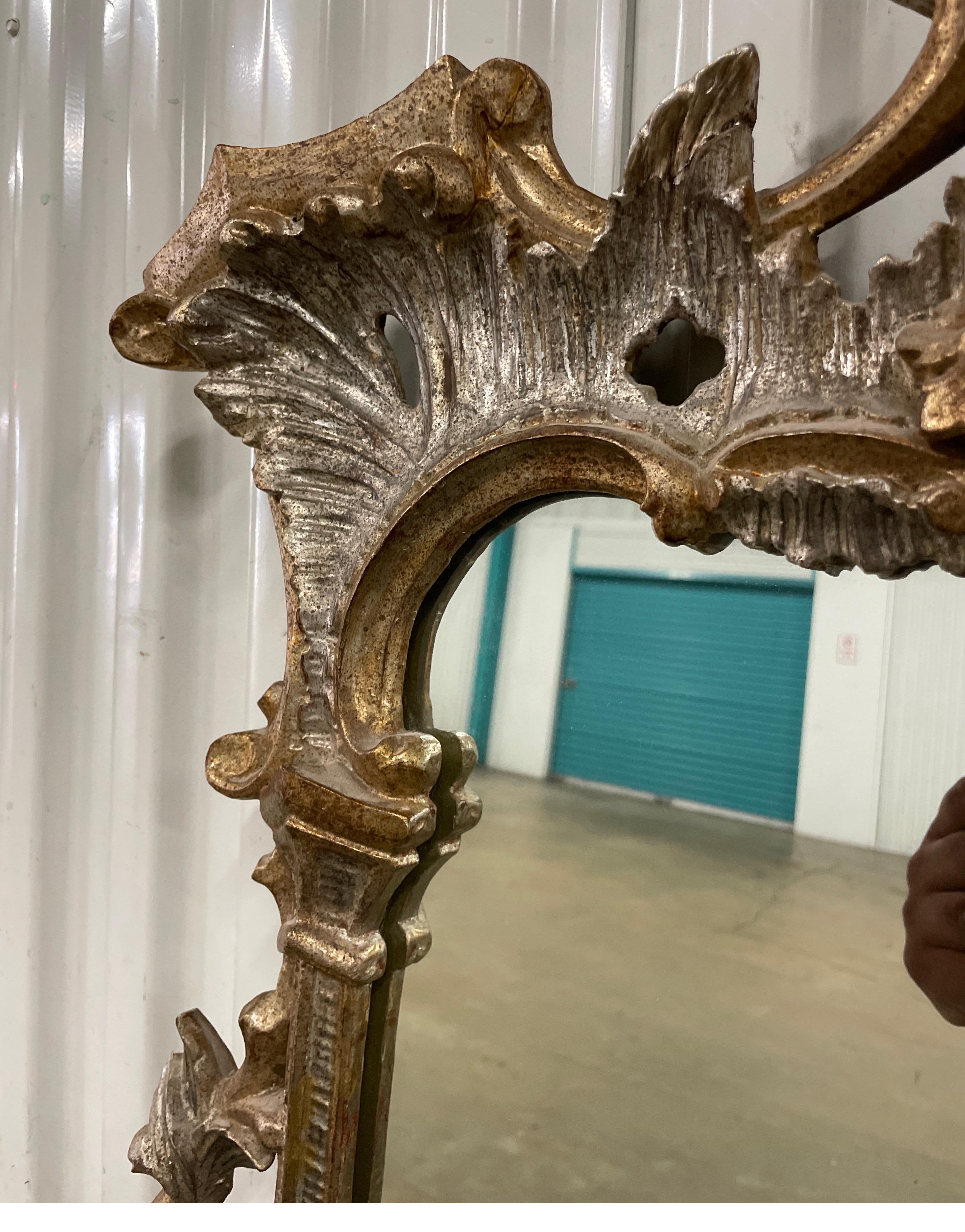 Chinese Chippendale Pagoda Style Carved & Gilded Mirror In Good Condition In West Palm Beach, FL