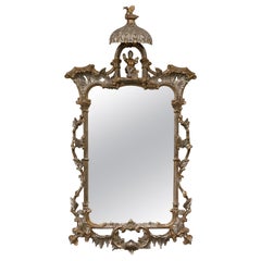 Chinese Chippendale Pagoda Style Carved & Gilded Mirror