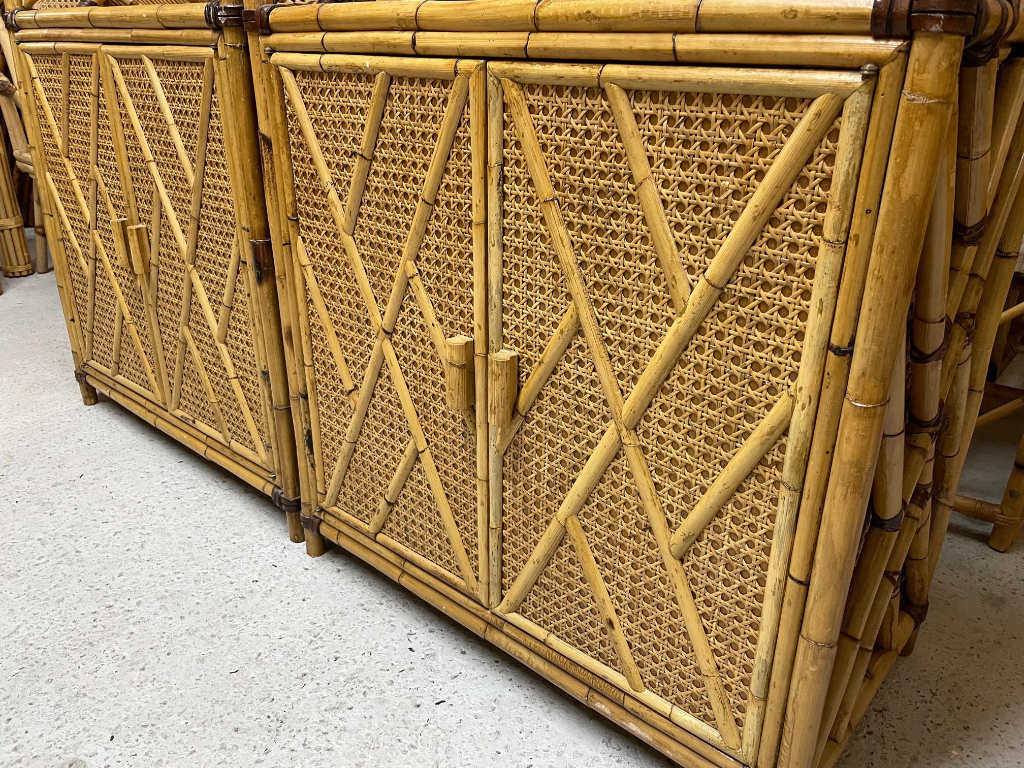 Chinese Chippendale Rattan and Cane Etageres, a Pair 3