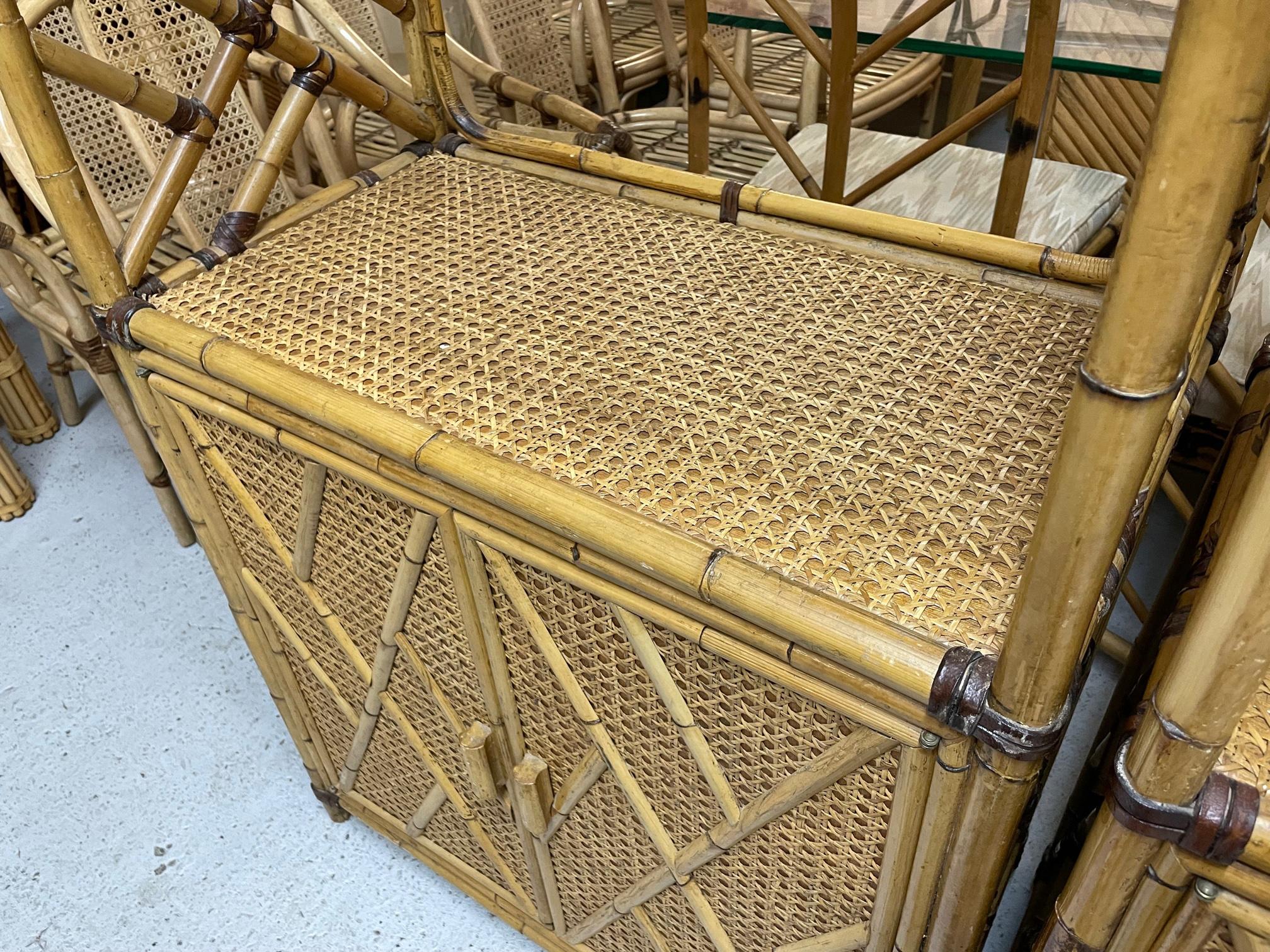 Chinese Chippendale Rattan and Cane Etageres, a Pair 4