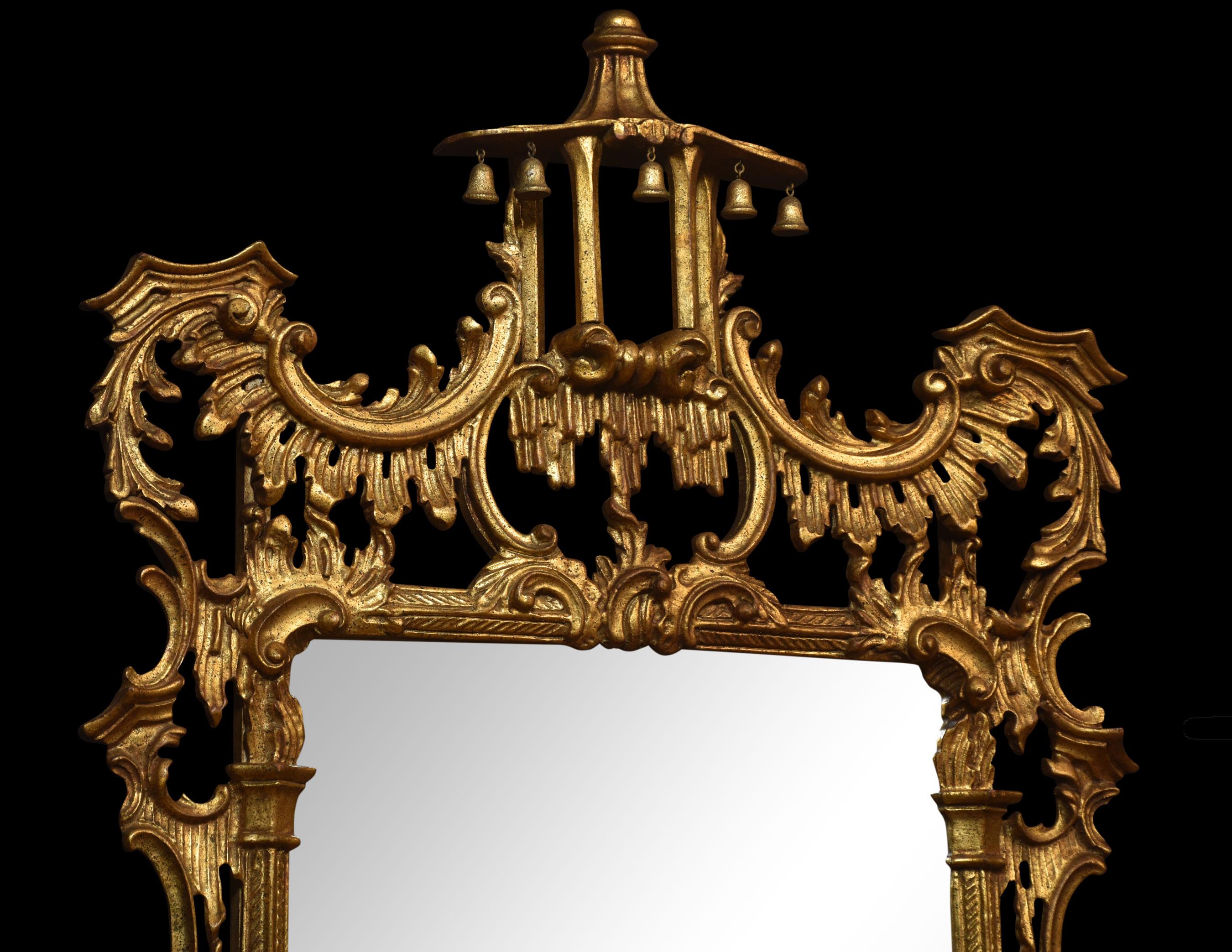 Chinese Chippendale Revival Carved Wall Mirror For Sale 1