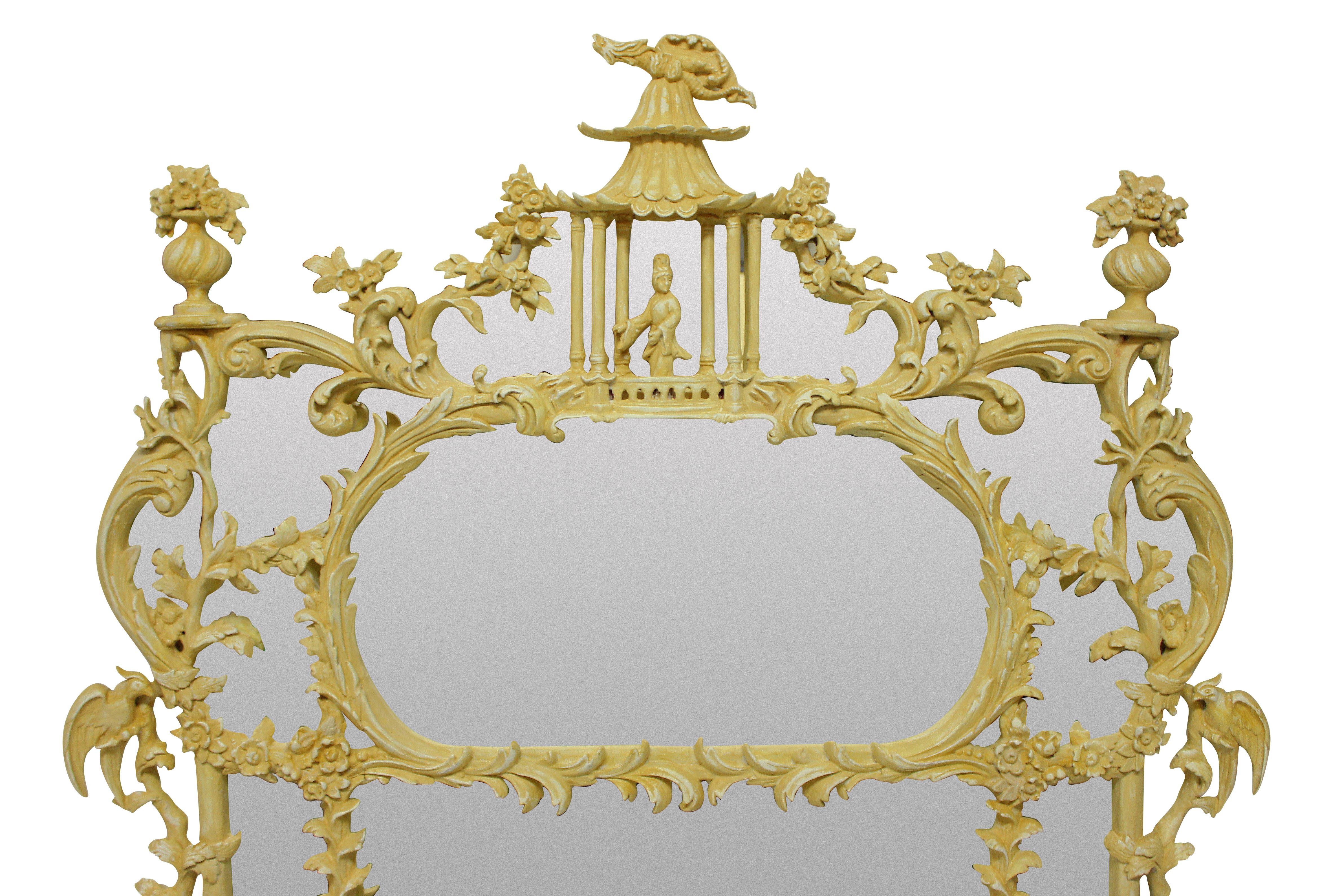 English Chinese Chippendale Revival Overmantel Mirror