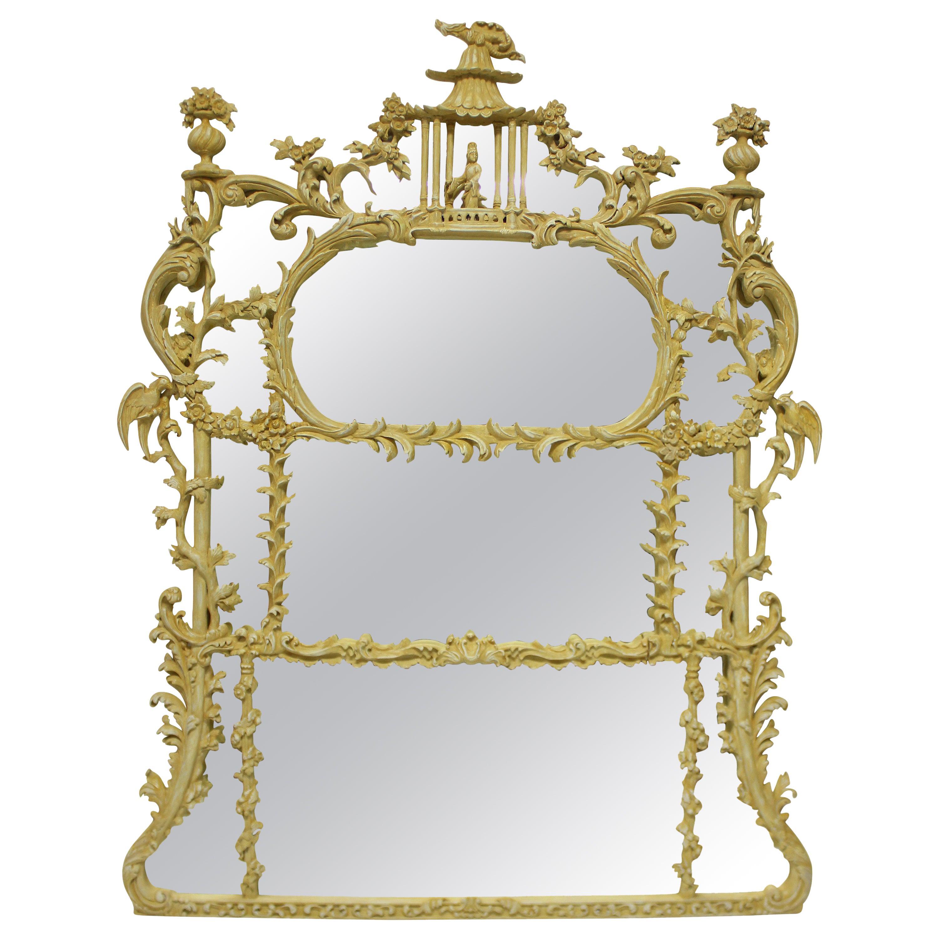 Chinese Chippendale Revival Overmantel Mirror