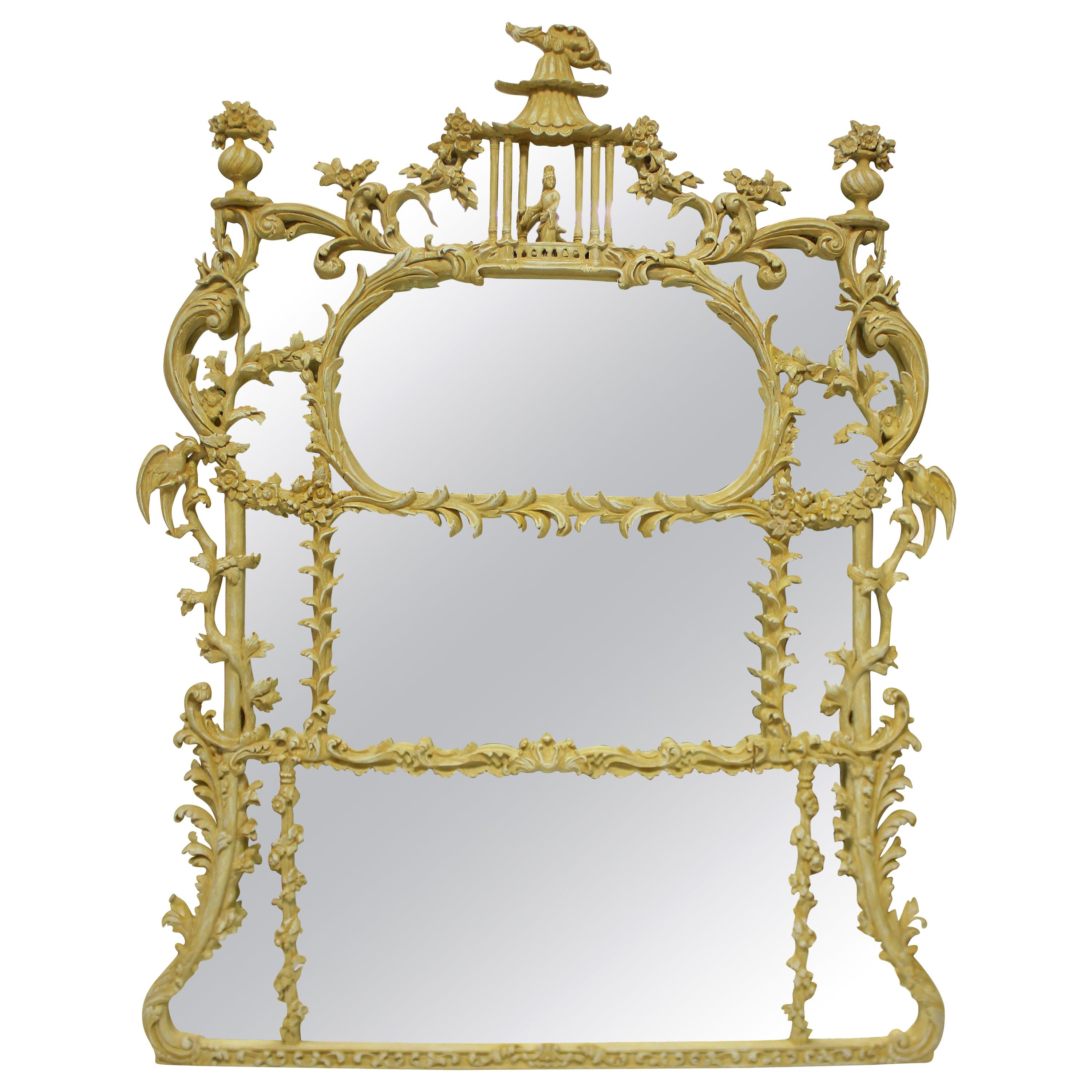 Chinese Chippendale Revival Overmantle Mirror