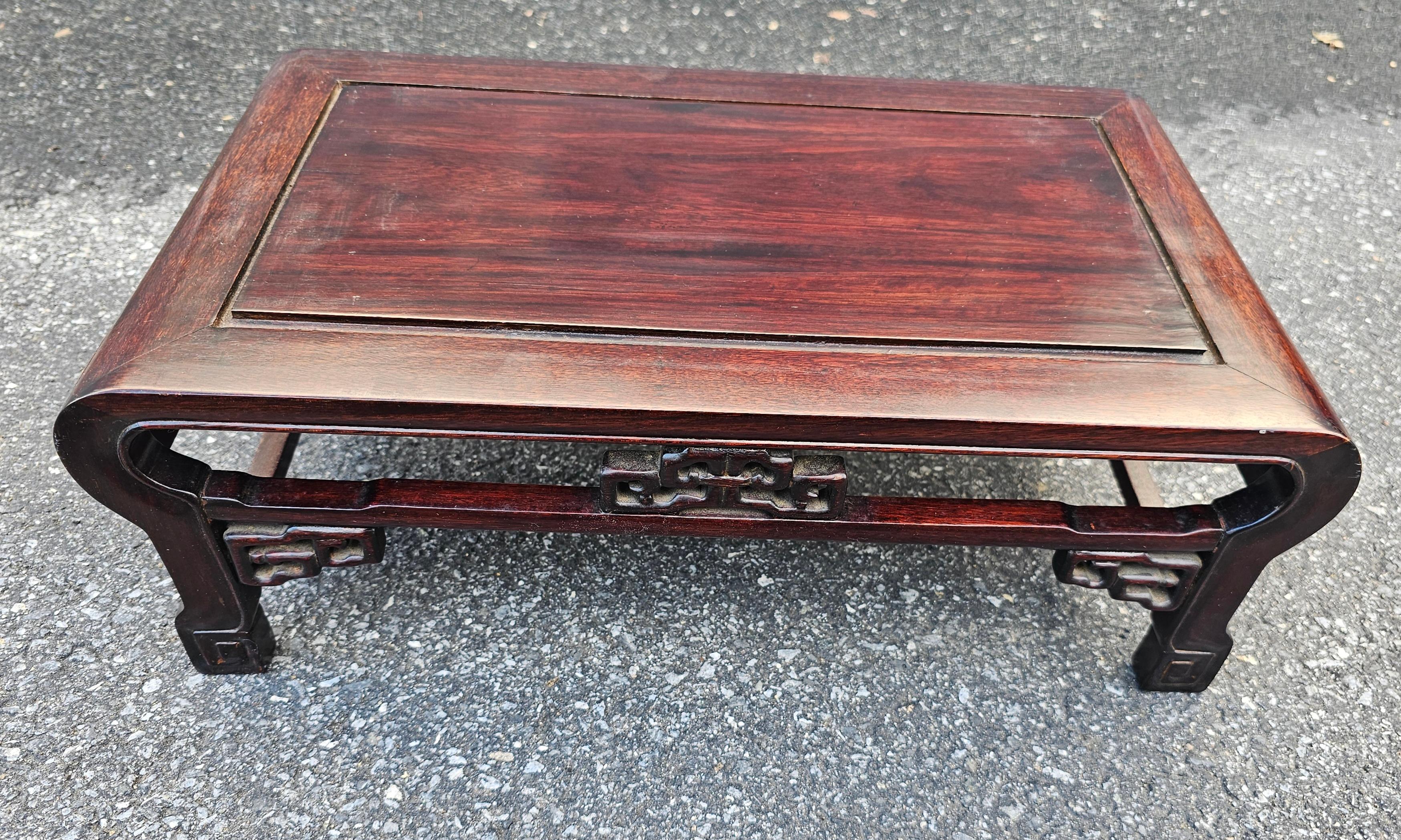20th Century Chinese Chippendale Rosewood Foot Stool or Bonsai Tree Plant Stand 