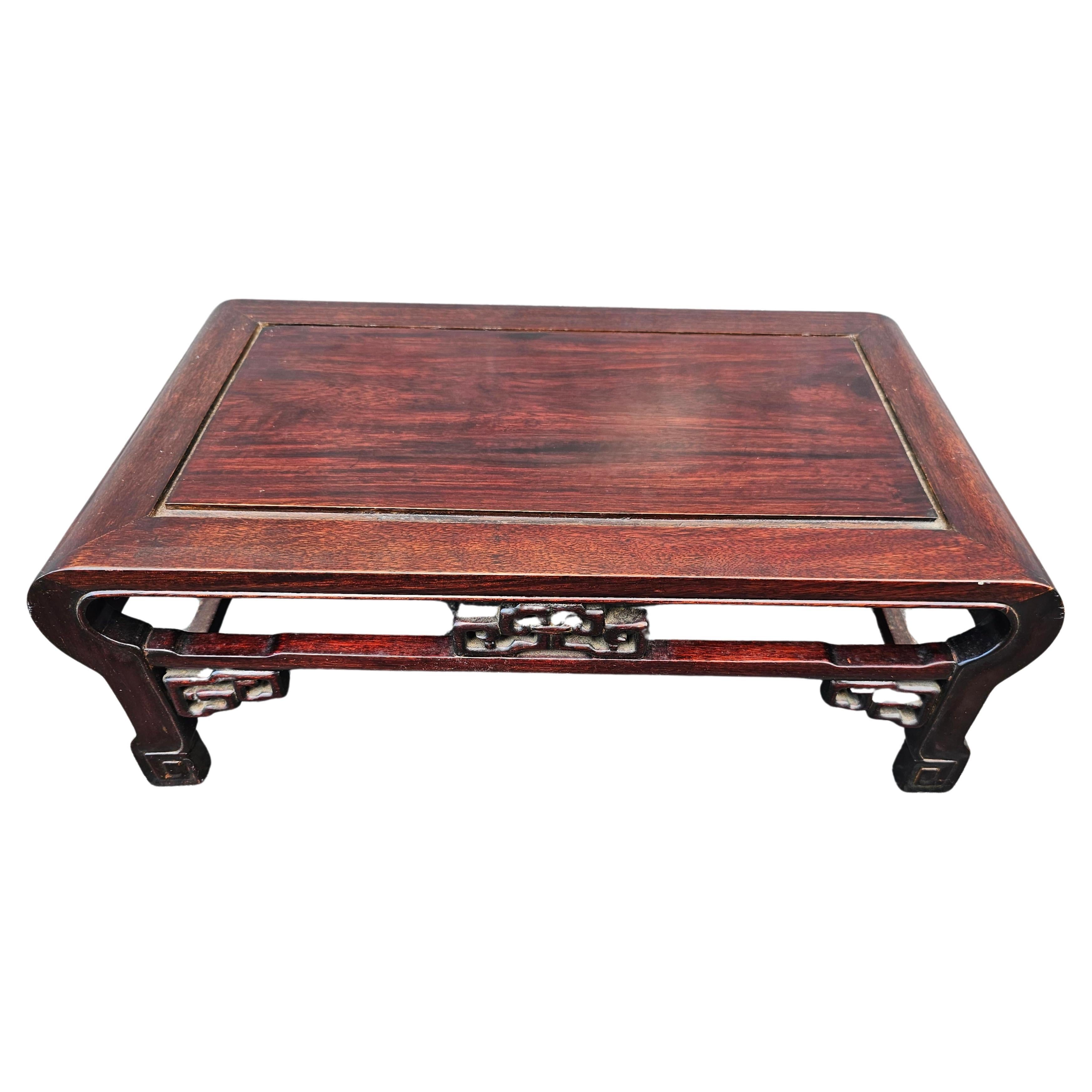 Chinese Chippendale Rosewood Foot Stool or Bonsai Tree Plant Stand  For Sale