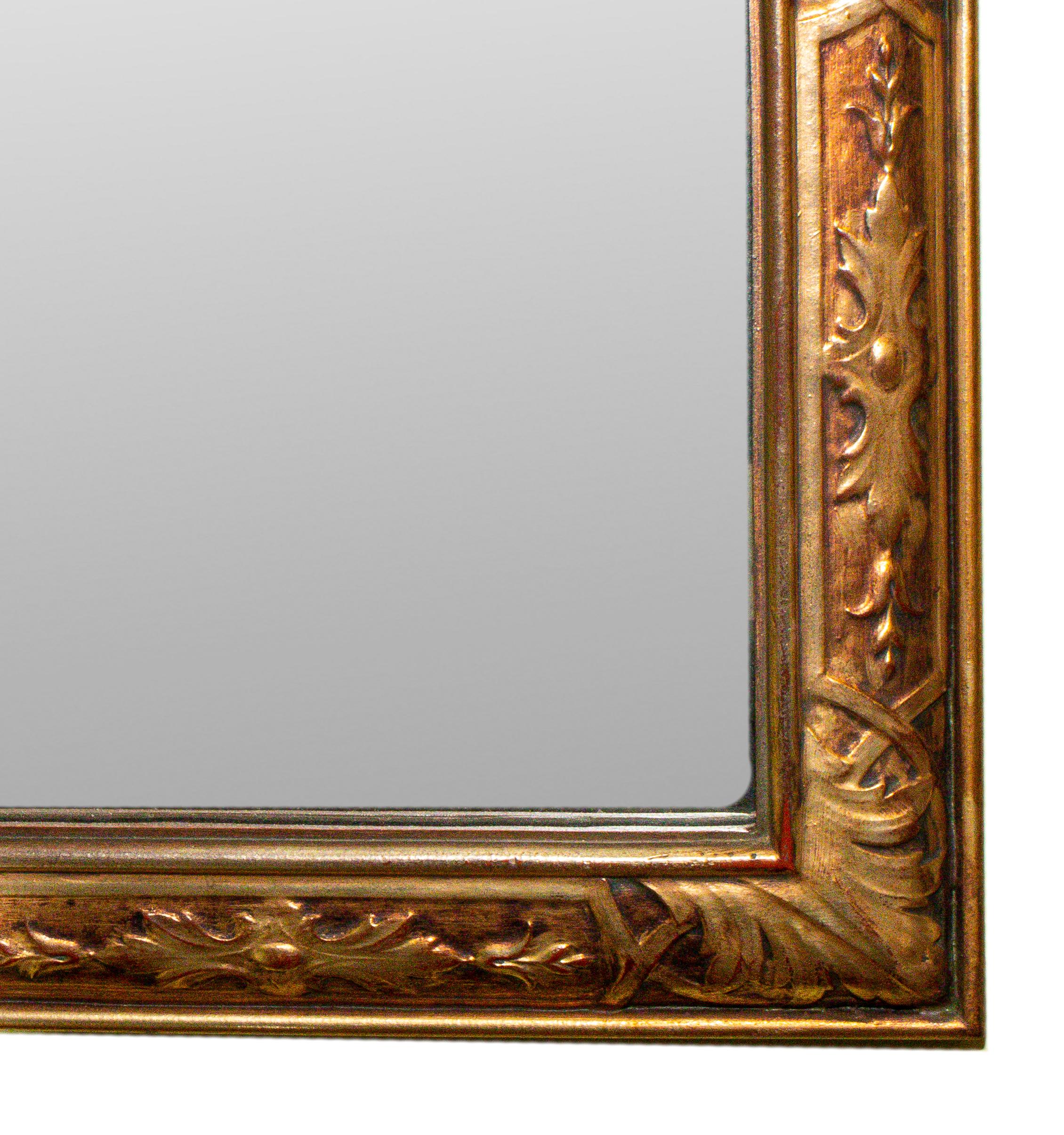 Hand-Carved Chinese Chippendale Silver Wood Mirror