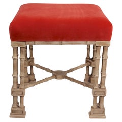 Chinese Chippendale Stool Ottoman Footrest by Erwin Lambeth c. 1970's