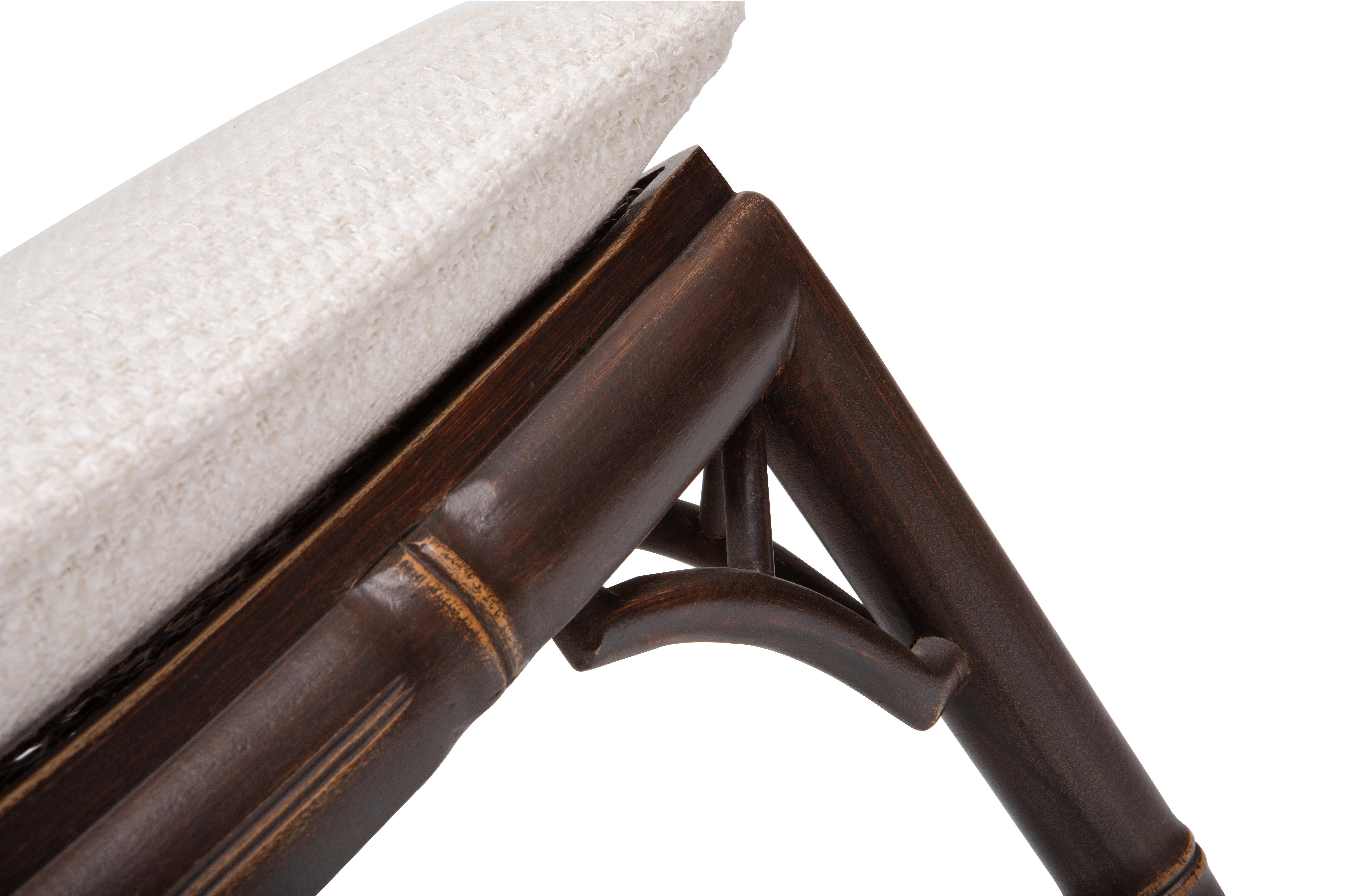 Contemporary Chinese Chippendale Style Armchair, Wood Frame Caned Seat Made in Italy For Sale