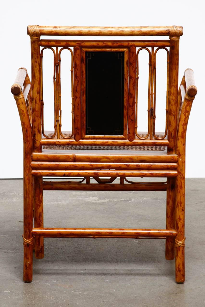 Chinese Chippendale Style Bamboo and Cane Armchair 5