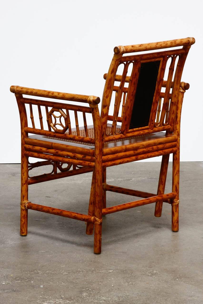 Chinese Chippendale Style Bamboo and Cane Armchair 2