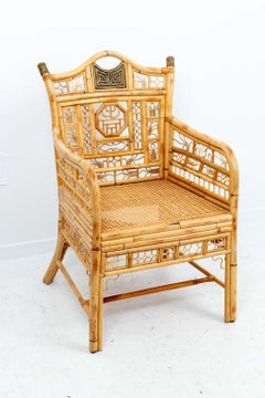 Chinese Chippendale Style Bamboo Arm Chairs