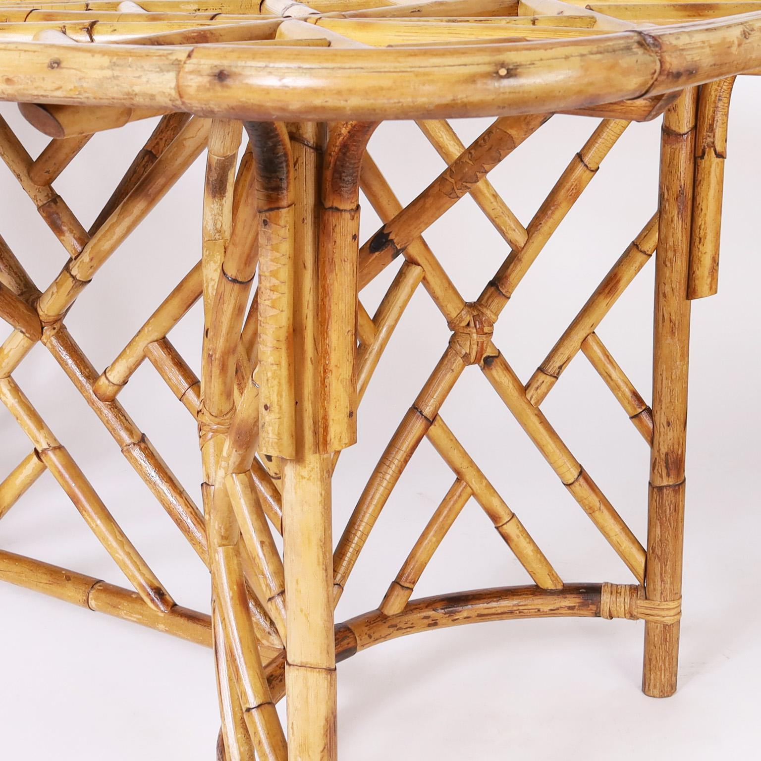 Chinese Chippendale Style Bamboo Dining Table For Sale 5