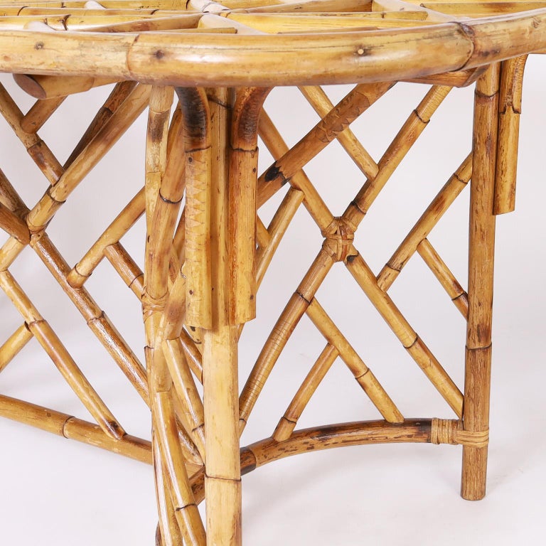 Chinese Chippendale Style Bamboo Dining Table For Sale 2