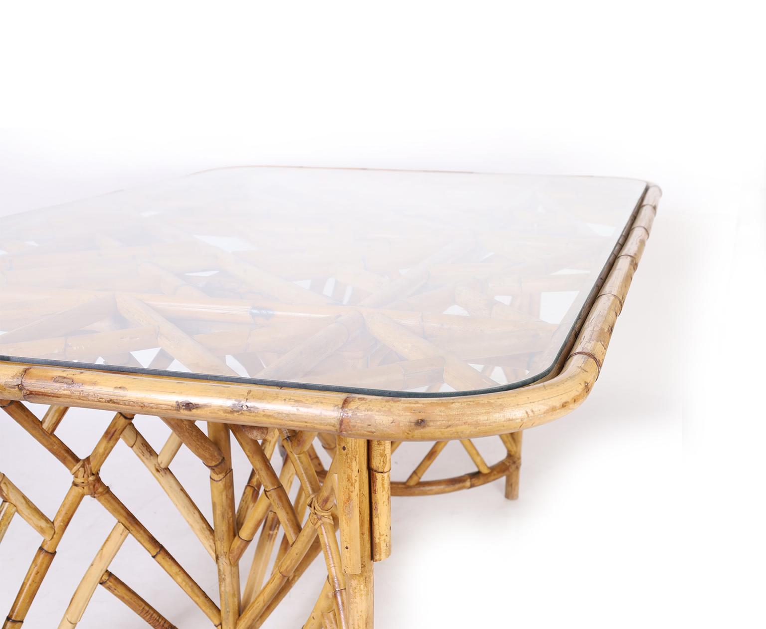 Chinese Chippendale Style Bamboo Dining Table For Sale 2