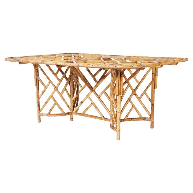 Chinese Chippendale Style Bamboo Dining Table For Sale