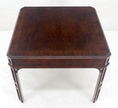 Chinese Chippendale Style Banded Mahogany 28x28" Square Side End Table MINT