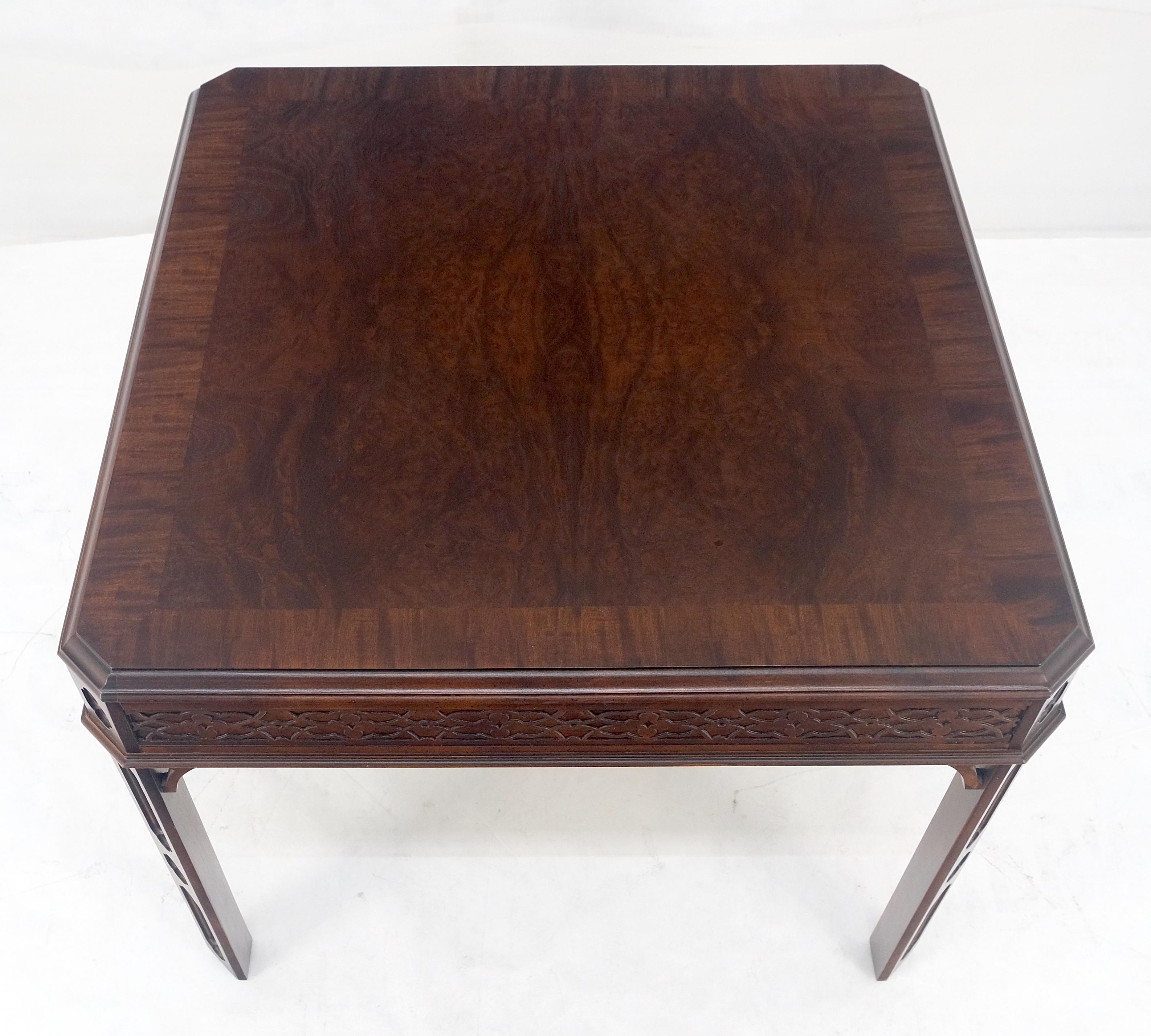 Lacquered Chinese Chippendale Style Banded Mahogany 28x28