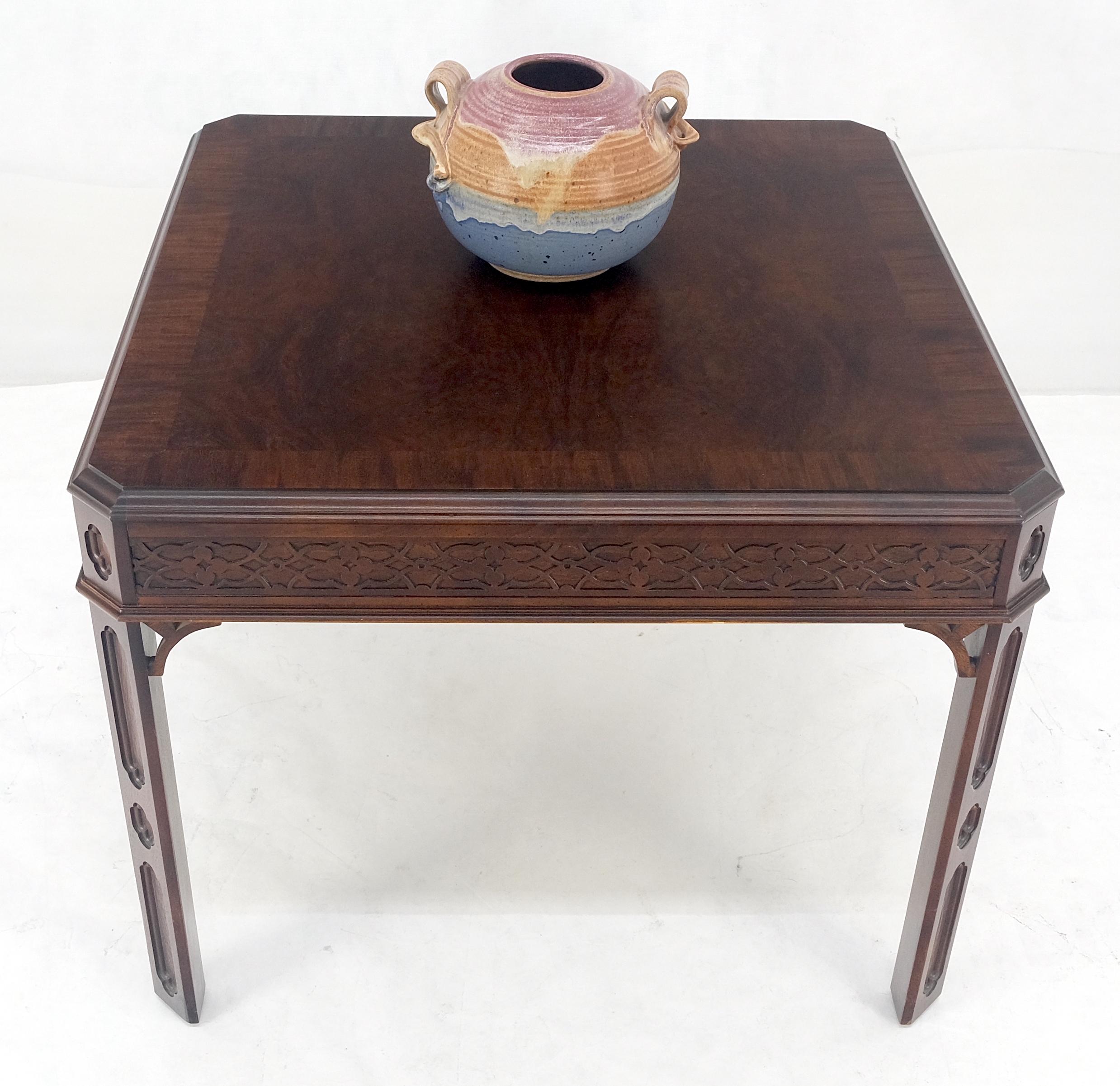 20th Century Chinese Chippendale Style Banded Mahogany 28x28