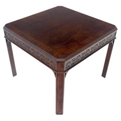 Chinese Chippendale Style Banded Mahogany 28x28" Square Side End Table MINT