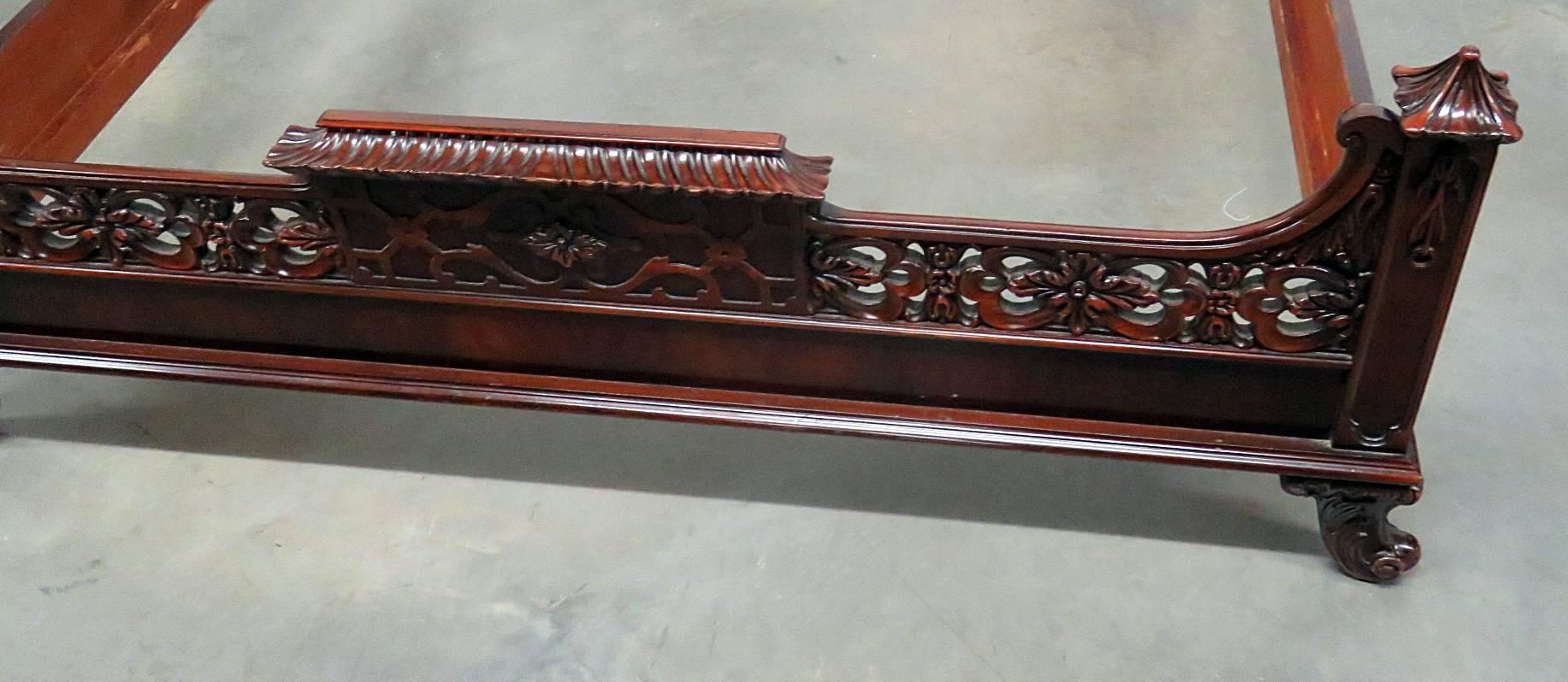 Chinese Chippendale style bed with headboard, footboard and two rails. Interior dimensions: 74 x 53.