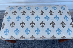 Vintage Chinese Chippendale Style Bench, Wood & Fabric, Elegant Design